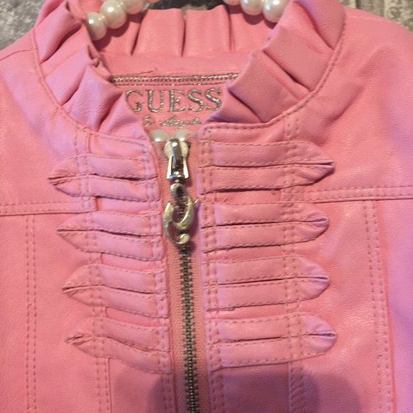 Guess Baby Girl’s Zip-Up Pleather Jacket 18 Months - Picture 2 of 6
